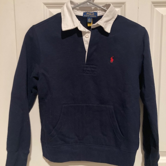 Boys Ralph Lauren collared navy rugby sweatshirt size Medium - Picture 2 of 9
